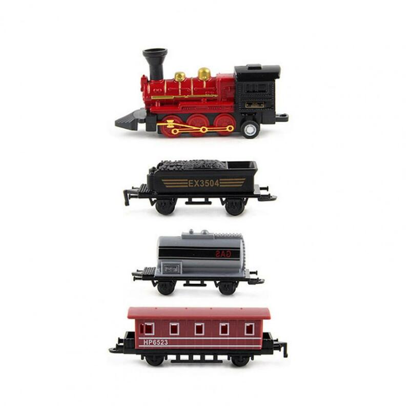مجموعة ألعاب قطار بخار واقعية للأولاد ، نموذج مصغر للقالب ، قطار كلاسيكي واقعي ، 3 عربات