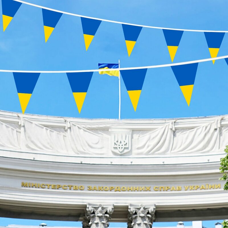 سلسلة العلم أوكرانيا الثلاثي سلسلة العلم أوكرانيا الثلاثي العلم الوطني راية النشاط موكب مهرجان ديكور 10 متر 15 الجانبين