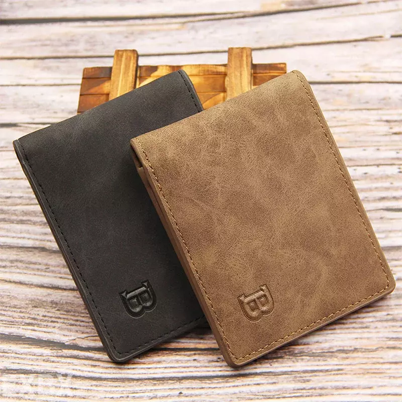 2023 موضة جديدة بولي Leather محافظ جلدية للرجال مع حقيبة عملة سستة صغيرة المال المحافظ الدولار محفظة ضئيلة تصميم جديد الرجال المحفظة
