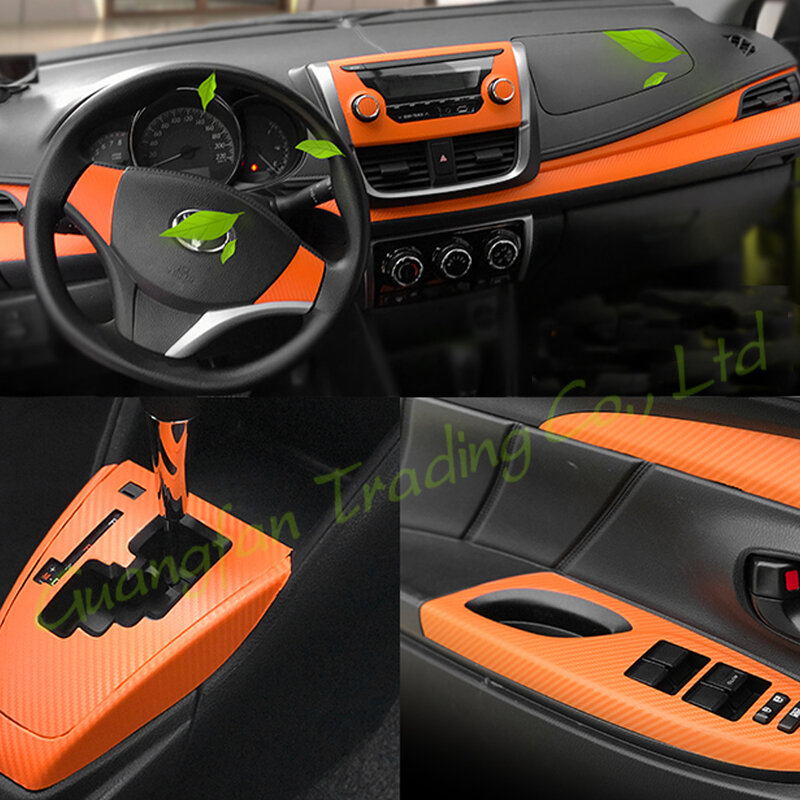 ثلاثية الأبعاد/5D ألياف الكربون سيارة الداخلية مركز وحدة التحكم غطاء تغيير لون صب ملصق الشارات لتويوتا فيوس FS 2014-2021