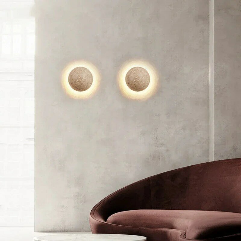 مصباح جداري من الحجر الأصفر للكهف ، إضاءة غرفة النوم الإسكندنافية ، جو بجانب السرير ، تركيبات الإضاءة ، مصابيح ديكور لغرف المنزل ، كريم ، أو V ، أو V V