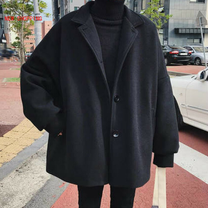 سترة هاراجوكو النسائية بحجم اضافي معطف صوفي اسود ملابس شتوية فضفاضة كبيرة ملابس الشارع الكورية سترات سميكة عصرية