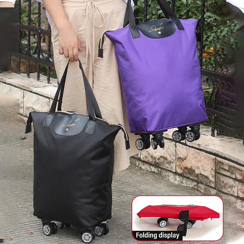 Gimbaled حقيبة تخزين مقاومة للماء حقيبة سفر حقيبة قابلة للطي على عجلات أكياس التسوق طوي سعة كبيرة مقاوم للماء