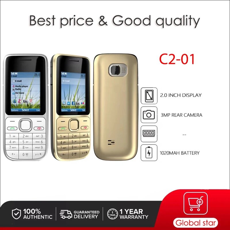 الأصلي مقفلة C2 C2-01 2G 3G الهاتف الخليوي المحمول الروسية العربية العبرية الإنجليزية لوحة المفاتيح المصنوعة في فنلندا مقفلة شحن مجاني