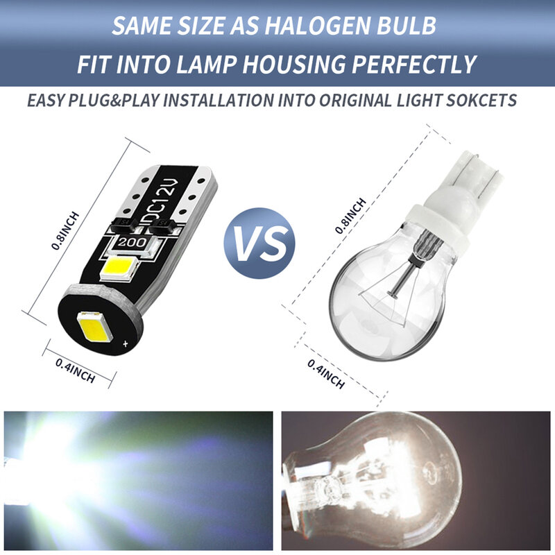 10 قطعة سيارة الداخلية LED أضواء مشرق T10 3SMD LED استبدال المصابيح للسيارات السيارات