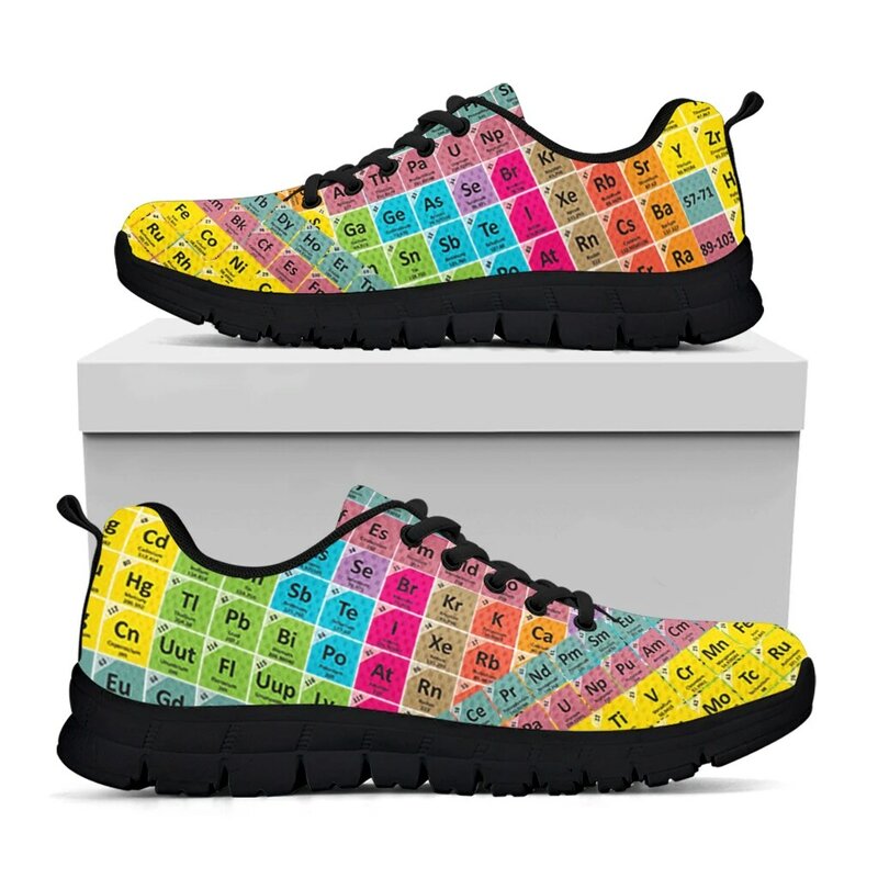 Instanots الملونة الكيمياء الدرس طباعة أحذية مريحة في الهواء الطلق أسود لينة سوليد مريحة الدانتيل متابعة أحذية Zapatos Planos