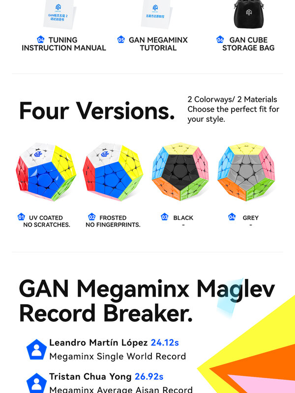 GAN-Megaminx Maglev مكعب السرعة السحرية المغناطيسي ، ألعاب التململ اللاصق ، لغز احترافي