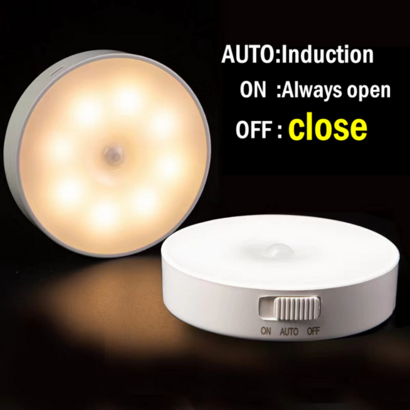 مستشعر الحركة ضوء LED ضوء الليل USB مصباح مع التبديل أضواء مغو قابلة للشحن للمطبخ الدرج المدخل خزانة غرفة نوم