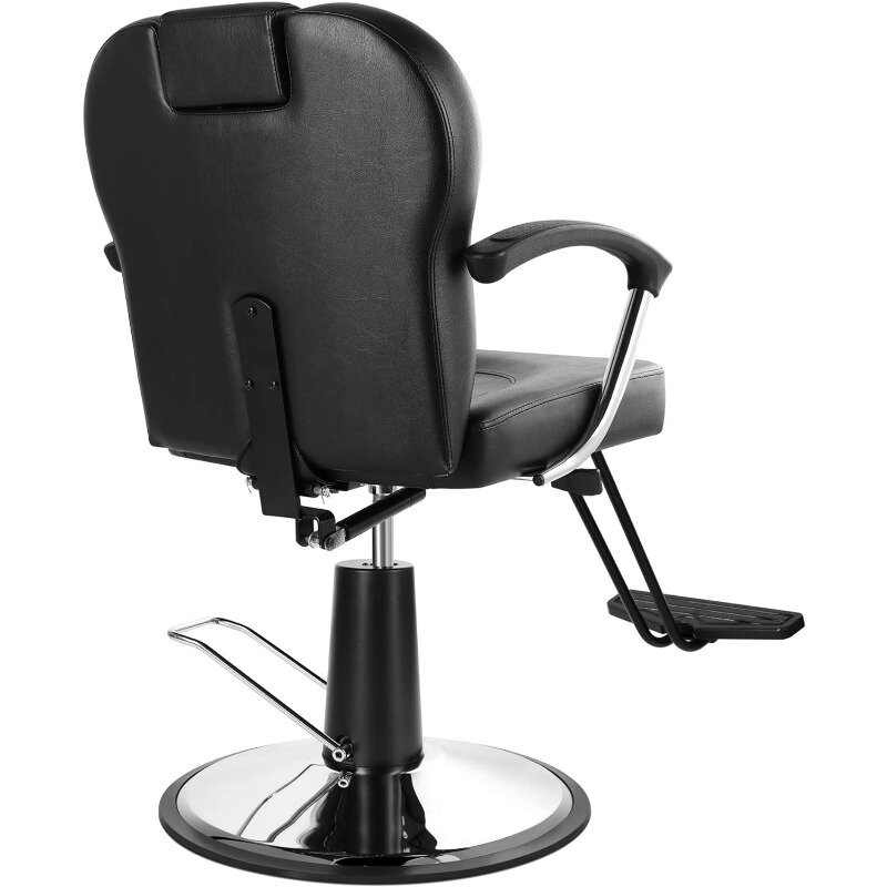 كرسي صالون مستلق هيدروليكي من Eastmagic ، كرسي حلاقة مع مسند رأس متنقل ، معدات تجميل ، لجميع الأغراض (أسود)