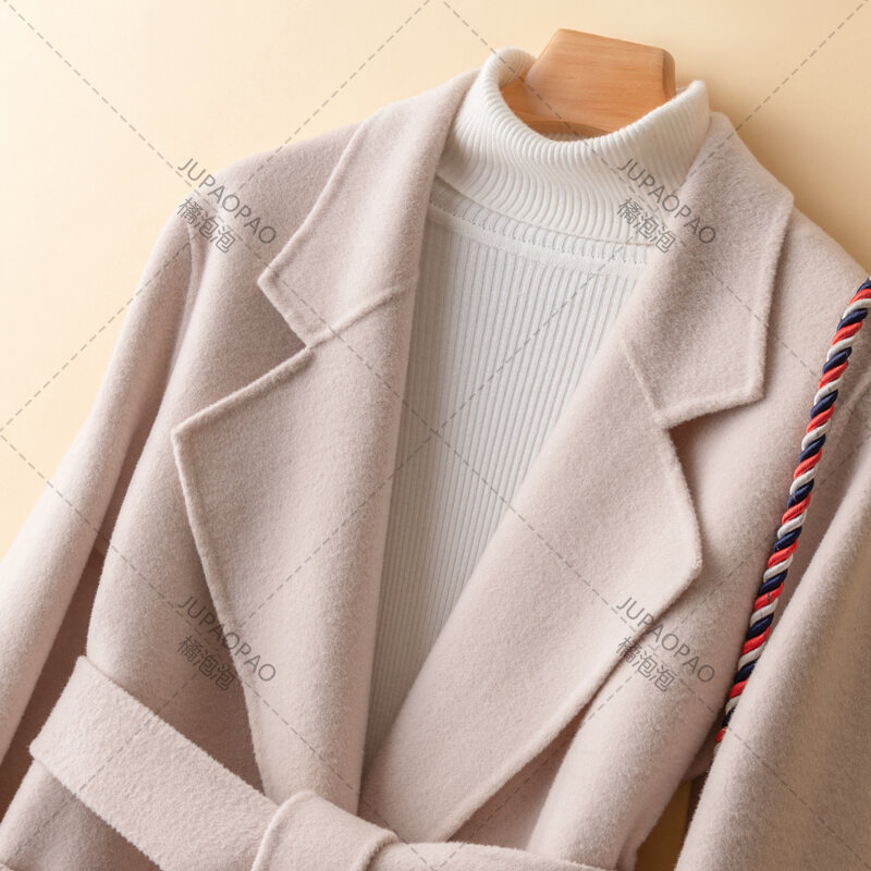 معطف مخملي مزدوج الوجهين للنساء ، معاطف وسترات أنيقة ، ملابس شتوية ، جودة عالية ، مقاسات S ، M ، XL ، صوف