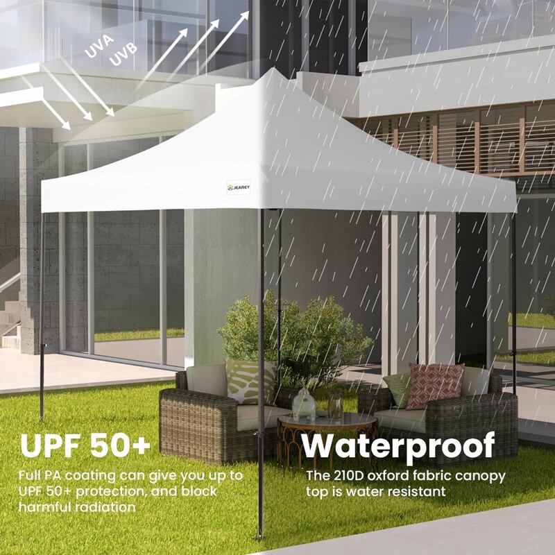 خيمة منبثقة مطورة ، مظلة خارجية ثقيلة مع حقيبة أسطوانية ، 4 أكياس رمل ، أبيض ، 10 × 10