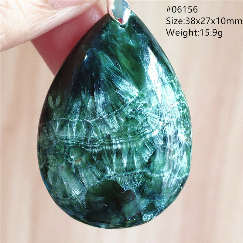 قلادة Seraphinite الطبيعية الخضراء للنساء والرجال قلادة القلب الأخضر Seraphinite الكريستال كلينوكلور قطرة الماء الخرز AAAAA