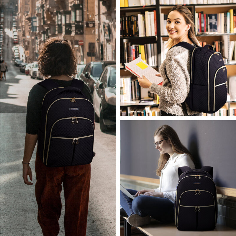 حقيبة ظهر من BAGSMART للكمبيوتر المحمول للنساء مقاس 15.6 بوصة حقيبة مدرسية قابلة للشحن للعمل مدرسة كلية السفر رحلة عمل