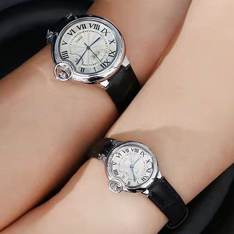 New Leather Strap Lovers Watch Men's Women's Fashion Roman  Dress Watch Simple Generous Neutral Student Couples Watch