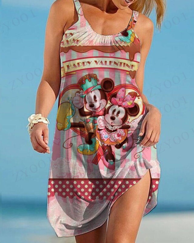 فستان ديزني ميكي ماوس مثير فضفاض للشاطئ تونك بيكيني التستر ملابس السباحة ملابس الشاطئ فستان الشاطئ رداء الشاطئ