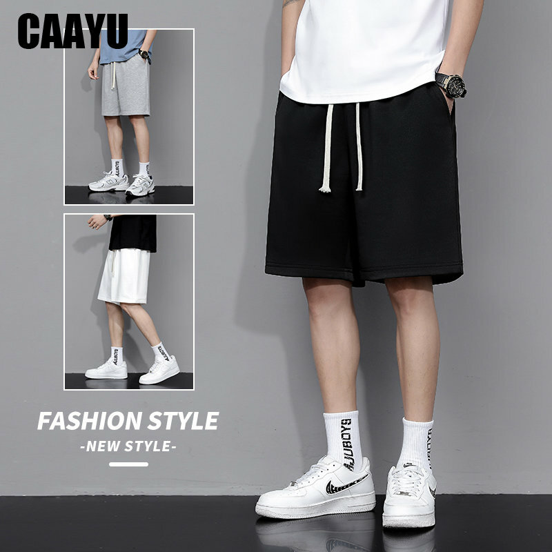 CAAYU بلون تنفس السراويل الرجال الصيف عادية Y2K مستقيم الساق صالة عرق السراويل الذكور المسار الأسود الرجال السراويل كبيرة الحجم