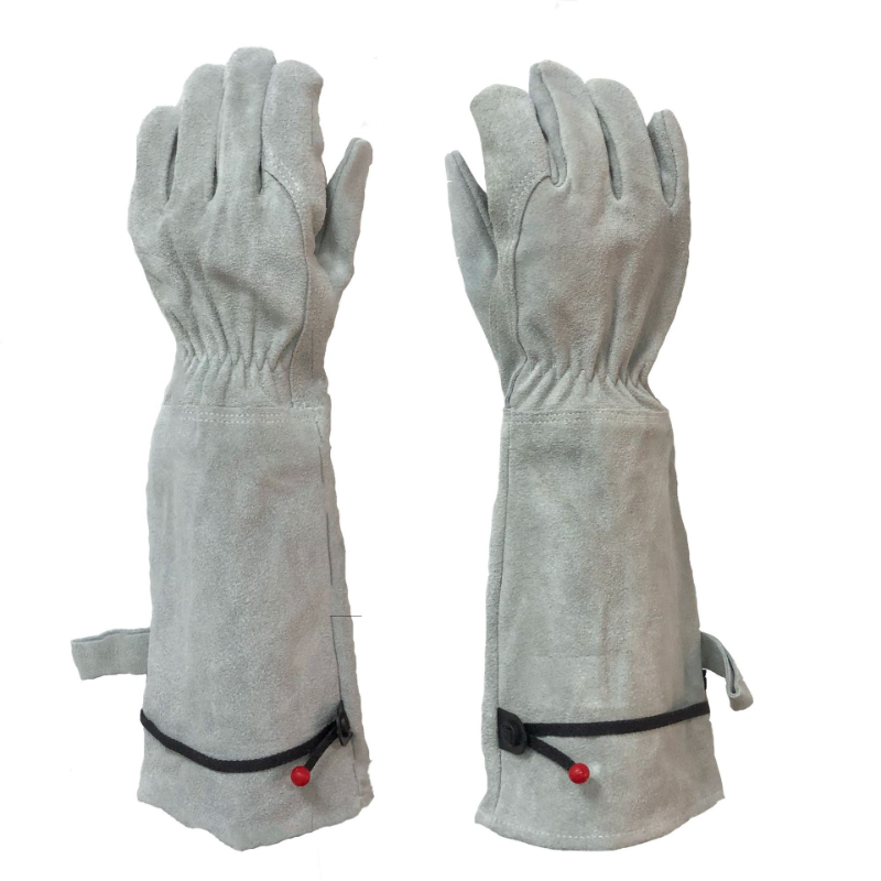 Cowhide Long Horticultural Gloves, Sun Protection Piercing and Cutting Gloves Welding Site Work Gloves Labor Protection Gloves