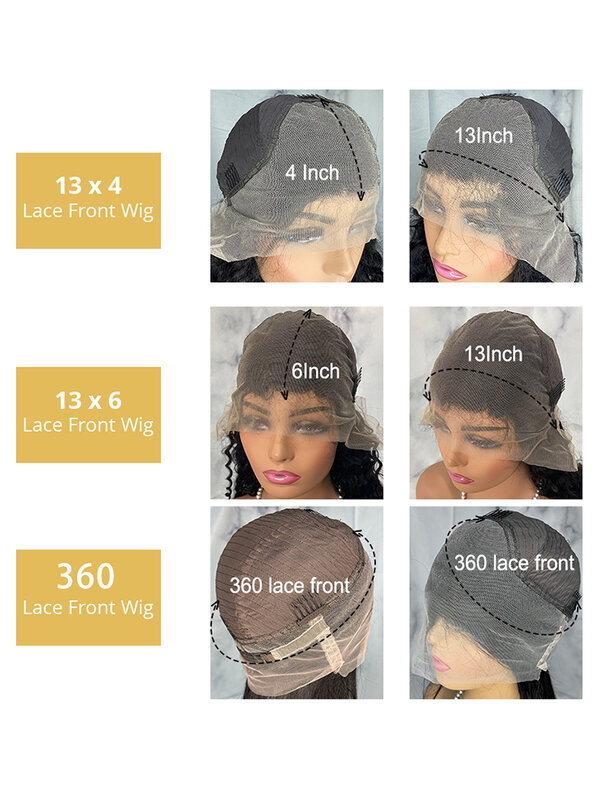 باروكات أمامية عالية الوضوح 13x6 للنساء باروكات شعر بشري مجعد 40 بوصة مموجة مائية شفافة 360 باروكة دانتيل كاملة بدون غراء تم قطعها مسبقًا