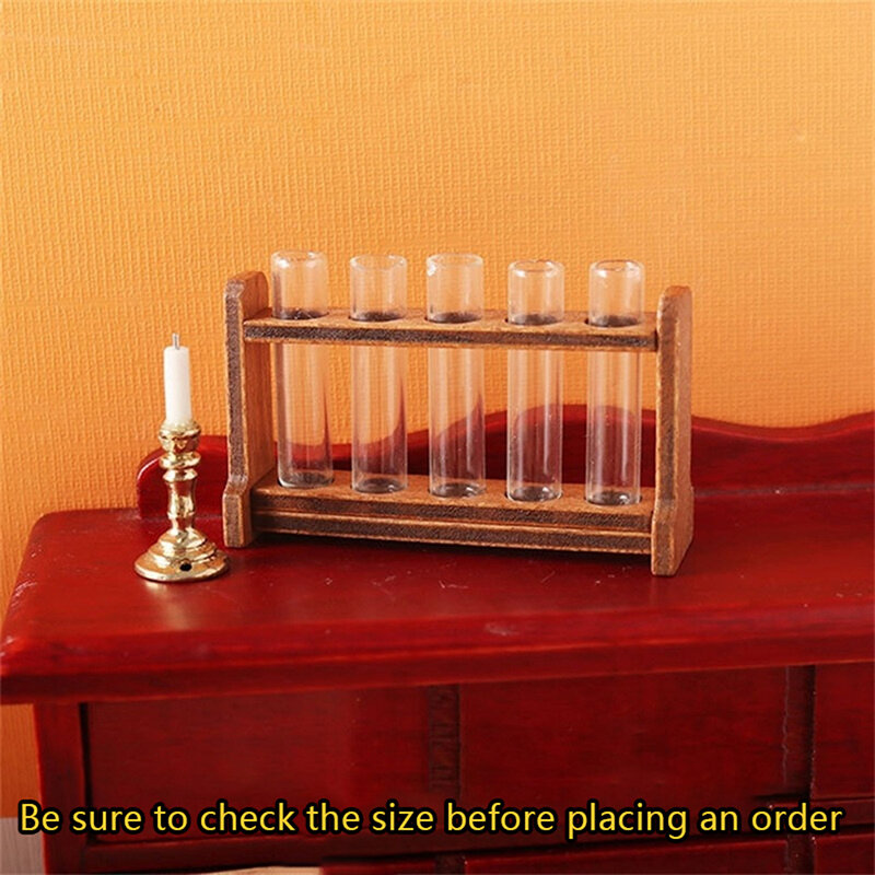 1 مجموعة 1:6 دمية مصغرة قياس كأس اختبار أنبوب مع رف نموذج مختبر ديكور لعبة بيت الدمية اكسسوارات 5.1 سنتيمتر