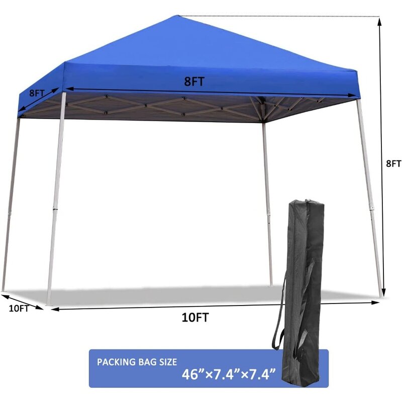 مظلة منبثقة محمولة لحديقة سطح الفناء والشاطئ ، خيمة فورية في الهواء الطلق ، أرجل مائلة مع حقيبة حمل ، مأوى شرفة المراقبة ، 10 × 10 أقدام