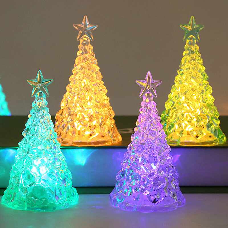 LED بطارية تعمل بالطاقة شجرة عيد الميلاد ضوء الليل ، مصابيح ملونة الإبداعية ، المحمولة فانوس معلق ، السنة الجديدة الطرف الحلي ، ديكور المنزل