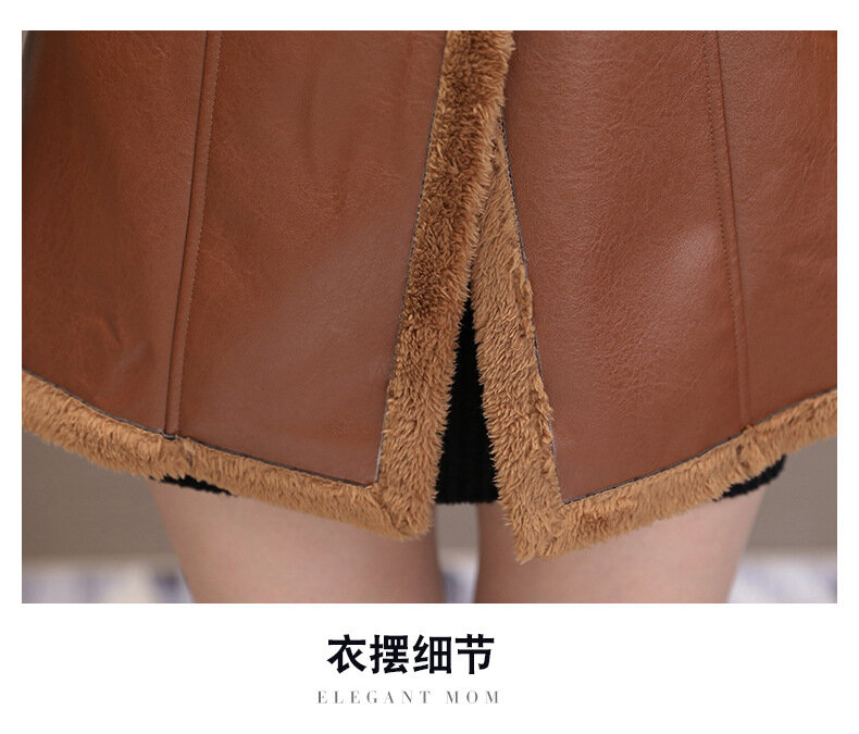 نمط المرأة طويلة عادية في معطف جلد تاو و معطف امبسوول ضئيلة نحيل جدا.