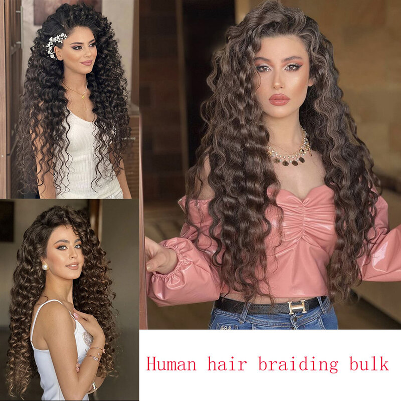 BHF-شعر بشري بالجملة للضفائر ، لا حزم لحمة ، موجة عميقة ، وصلات شعر ريمي طبيعية ، ضفائر مجعدة ، فيتنامية ، أصلية ، 100 جرام