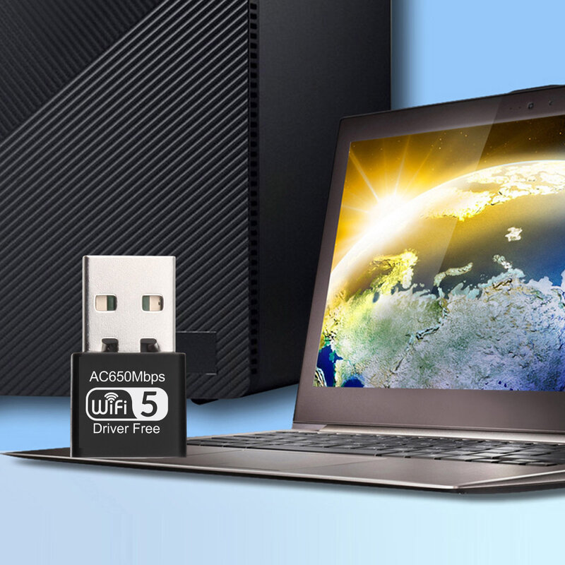 محول واي فاي USB 650Mbps ثنائي النطاق 2.4G/5.8Ghz بطاقة الشبكة 300Mbps إيثرنت واي فاي Lan محول دونغل استقبال لاسلكي واي فاي