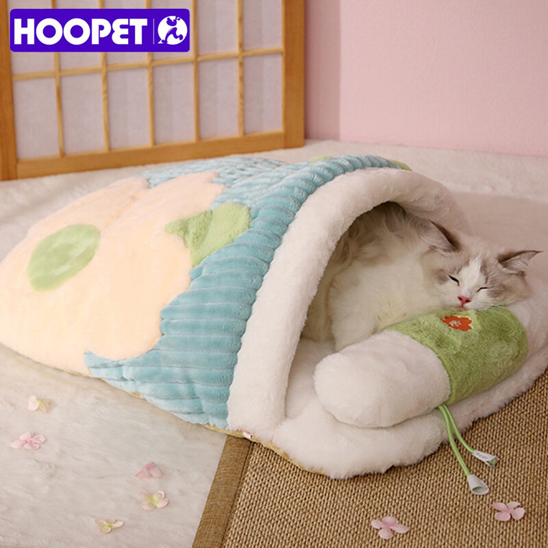 هوبيت سوبر دافئ سرير للقطط الحيوانات الأليفة كيس النوم مع وسادة للإزالة جرو الكلب وسادة سميكة أفخم القط وسادة الشتاء الحيوانات الأليفة سرير