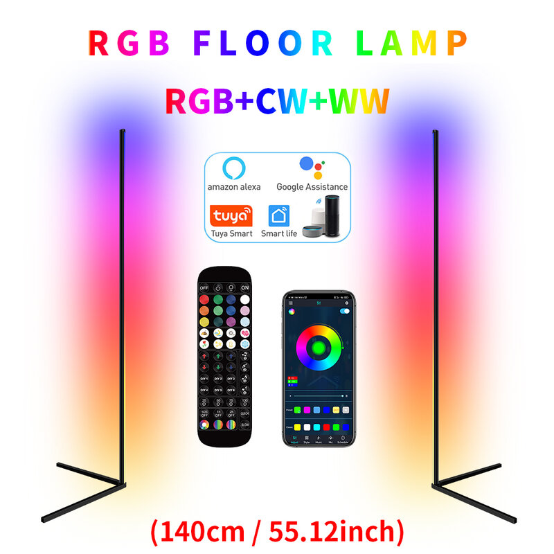عكس الضوء RGB الطابق مصباح لغرفة المعيشة ، LED ضوء المزاج لغرفة النوم ، ديكور المنزل الشمال ، موقف الإضاءة الداخلية ، التطبيق الذكي ، 140 سنتيمتر