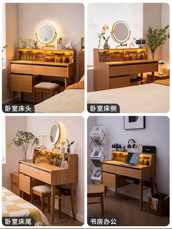 تسريحة خشب الكرز مع خزانة ، الغرور الياباني ، خزانة ذات أدراج ، مكتب غرفة نوم رئيسية ، الخشب الصلب