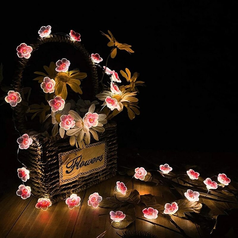 3m 30LEDS زهر الكرز الجنية سلسلة أضواء الوردي زهرة سلسلة مصابيح بطارية تعمل بالطاقة للخارجية عيد الميلاد جارلاند الديكور