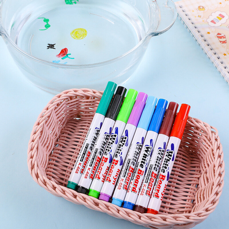قلم رسم مائي سحري ، علامات السبورة ، قلم حبر عائم ، أقلام خربش ، لوازم فن الألعاب ، 12 لونًا ، 8 ألوان