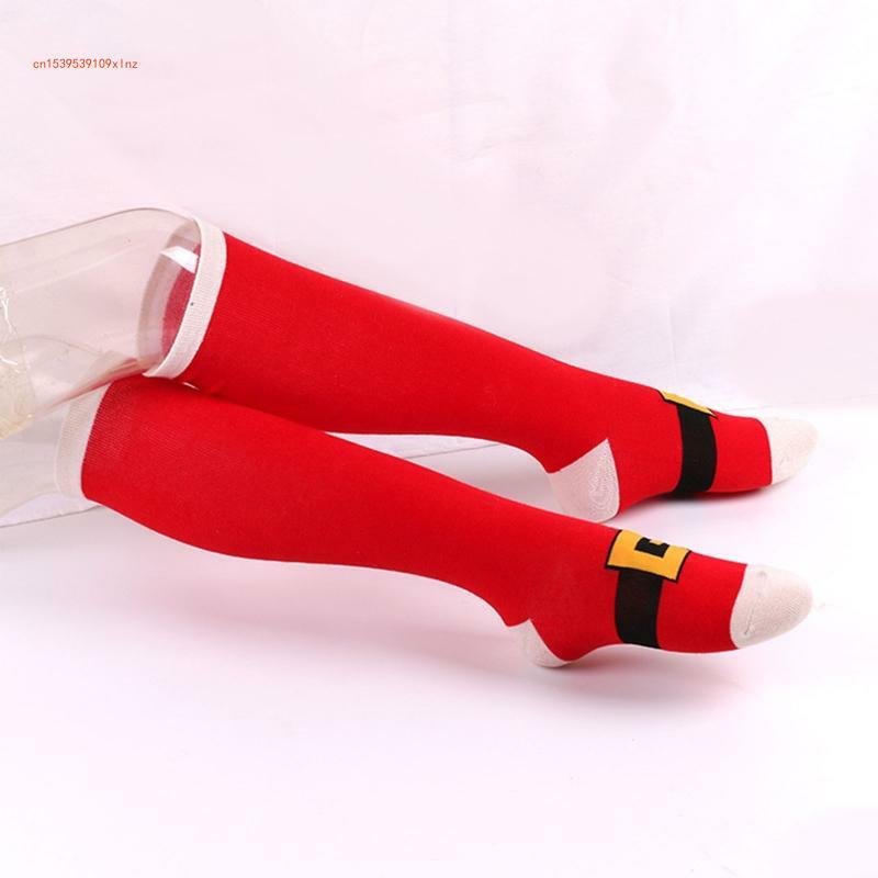 عيد الميلاد جوارب عالية في الركبة النساء عيد الميلاد عطلة الكرتون أنماط الجوارب القطنية