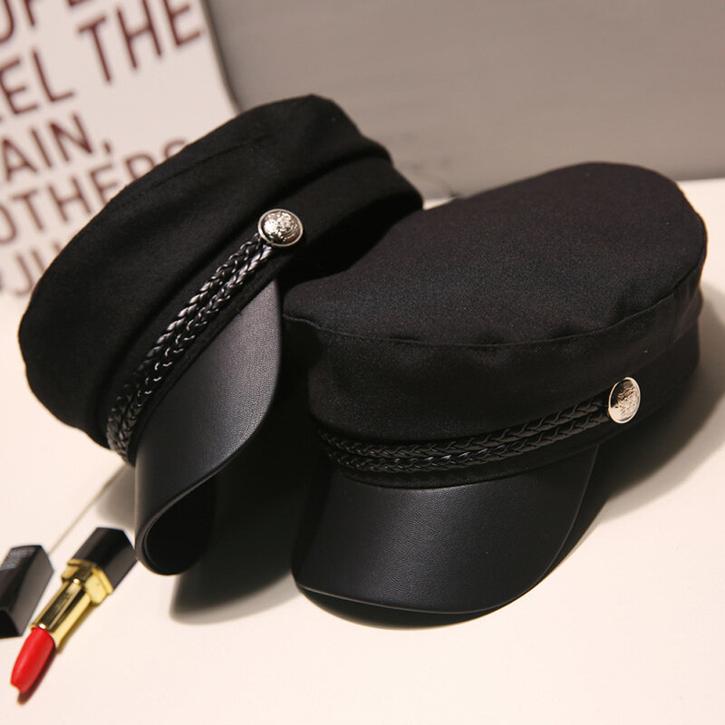 قبعة الكابتن مثمنة للرجال والنساء ، قبعات بحار ، قبعة السفر ، أسود ، الربيع ، الخريف