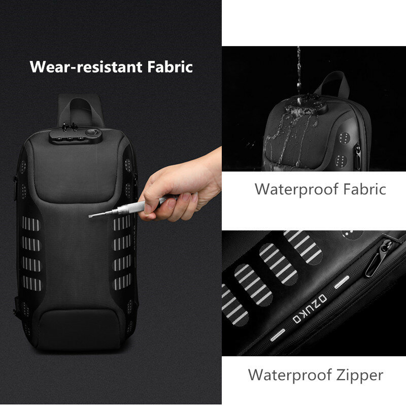 OZUKO حقيبة كتف مضادة للسرقة ، حقيبة كروس ، حقيبة ظهر مقاومة للماء مع منفذ شحن USB