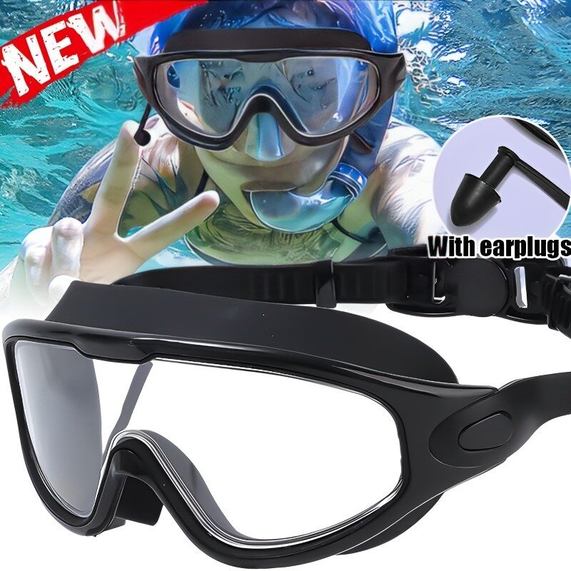 نظارات السباحة سيليكون السباحة نظارات إطار كبير مع سدادات الرجال النساء المهنية HD مكافحة الضباب نظارات السباحة اكسسوارات