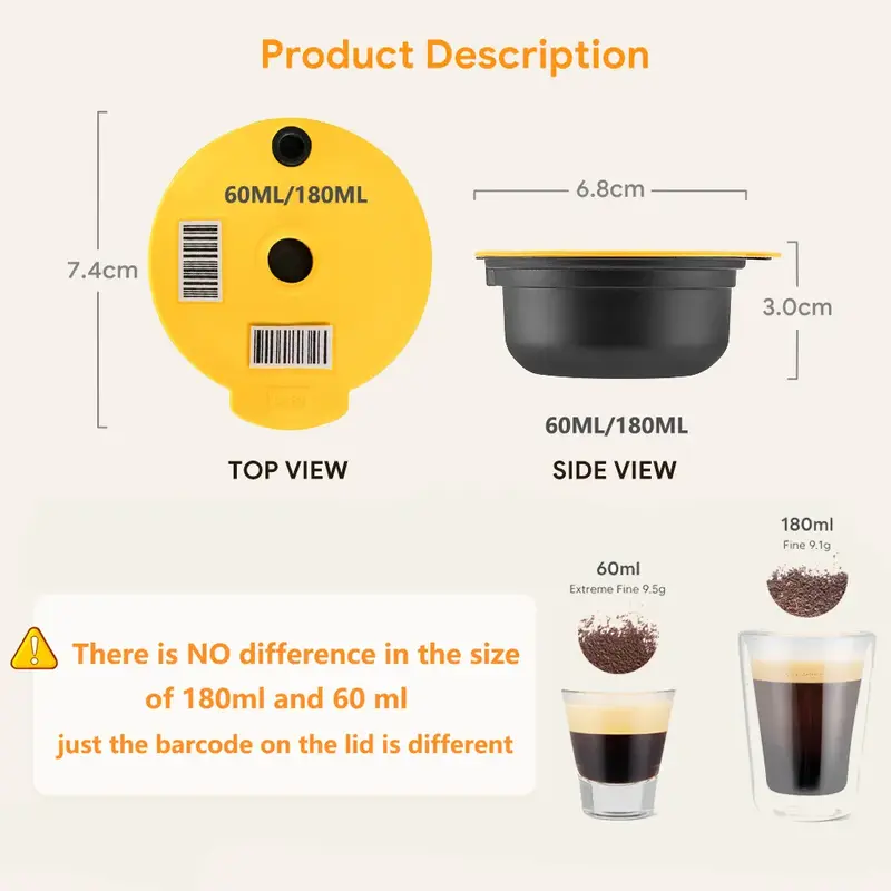 كبسولات قهوة قابلة لإعادة الاستخدام ، متوافقة مع بوش ، هابي واي فيفي تاسيمو اسبريسو ، ملحقات جهاز صنع القهوة ، 60 مللي ، 180 مللي ، 200 مللي ، 220 مللي