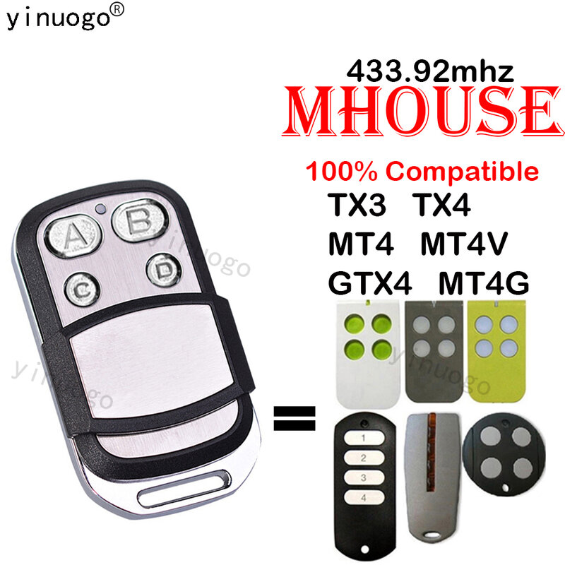100% ل Myhouse Mhouse TX3 TX4 GTX4 MOOVO MT4 MT4V MT4G فتحت باب المرآب بوابة بالتحكم عن بعد 433.92MHz