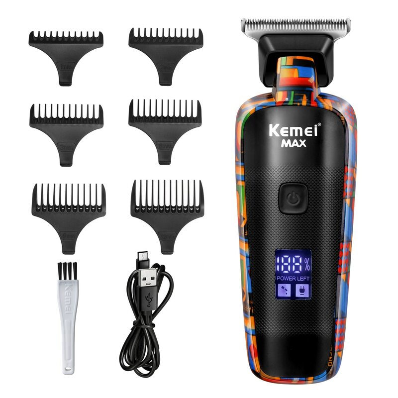 Kemei-5090 المهنية الحلاق انتهازي للرجال ، قص الشعر ، الترددية ، عشوائي ، نمط الكتابة على الجدران ، الكهربائية ، العرض الرقمي
