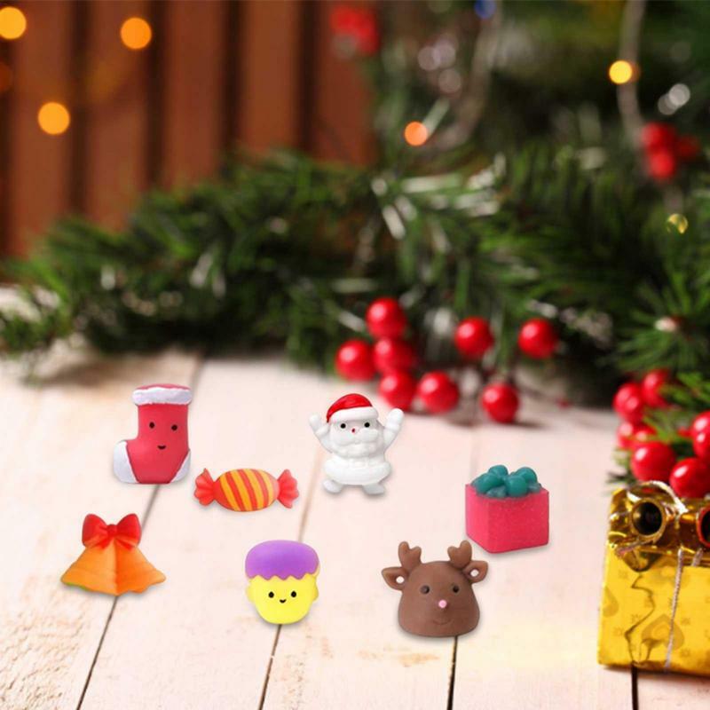 تقويم مجيء عيد الميلاد للأطفال ، لعبة الضغط ، حيوانات Mochi لطيف ، ألعاب بطيئة الارتفاع ، العد التنازلي الحسي ، 24 قطعة