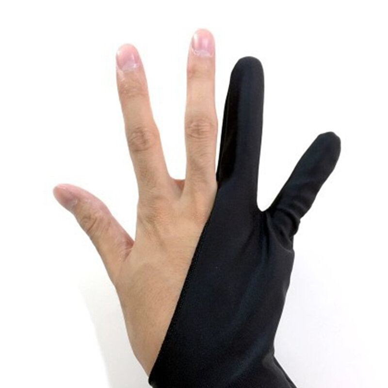 S/M/L مكافحة الحشف الأسود اثنين من قفازات أصابع اليد اليسرى اليمنى تقليل الاحتكاك المنزلية الفنان قلم رسم جهاز كمبيوتر لوحي للرسومات وسادة القفاز