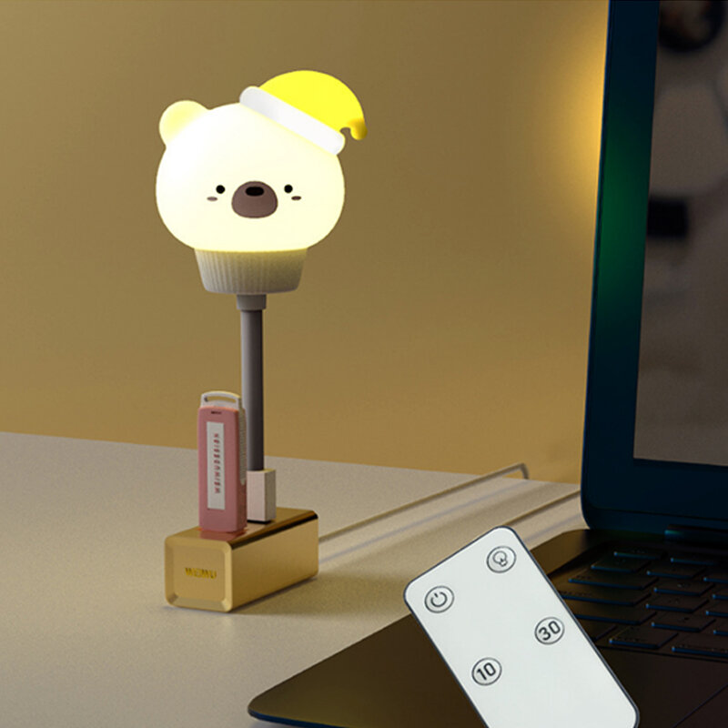 تليكونترول USB LED مكتب مصباح الدب الأرنب الكرتون السرير أضواء الليل عيد الميلاد هدية للطفل غرفة الطفل الأطفال ديكور