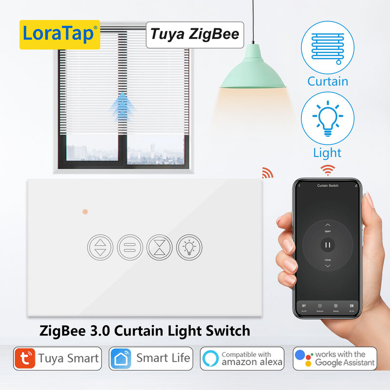 LoraTap زيجبي 3.0 تويا الذكية الحياة الأسطوانة مصراع الستار ضوء الولايات المتحدة التبديل ل الستائر الآلية العمل ل اليكسا جوجل المنزل