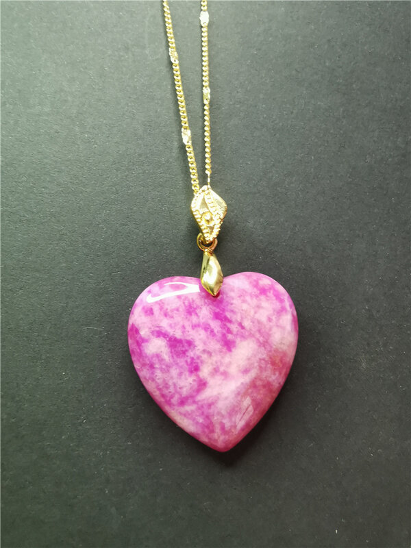 Koraba الطبيعية الوردي القلب قلادة سلسلة ذهبية حلية قلادة قلادة رقيقة 42106