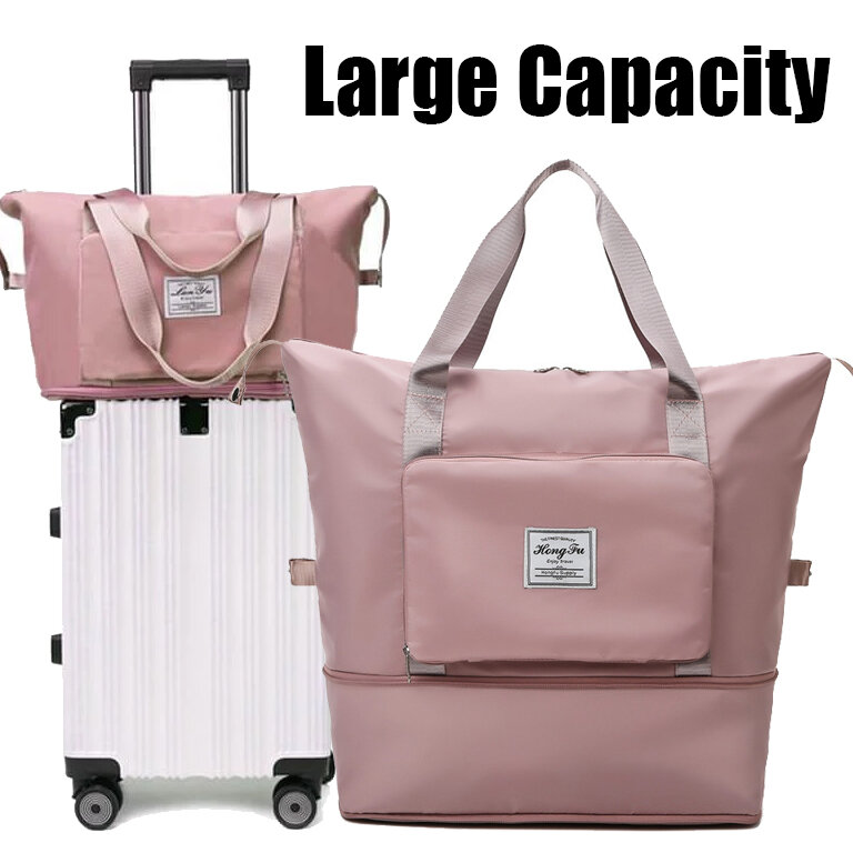 2021 سعة كبيرة تخزين حقيبة للطي حقائب السفر حمل على الأمتعة حقيبة يد مقاوم للماء مجموعة القماش الخشن النساء دروبشيبينغ