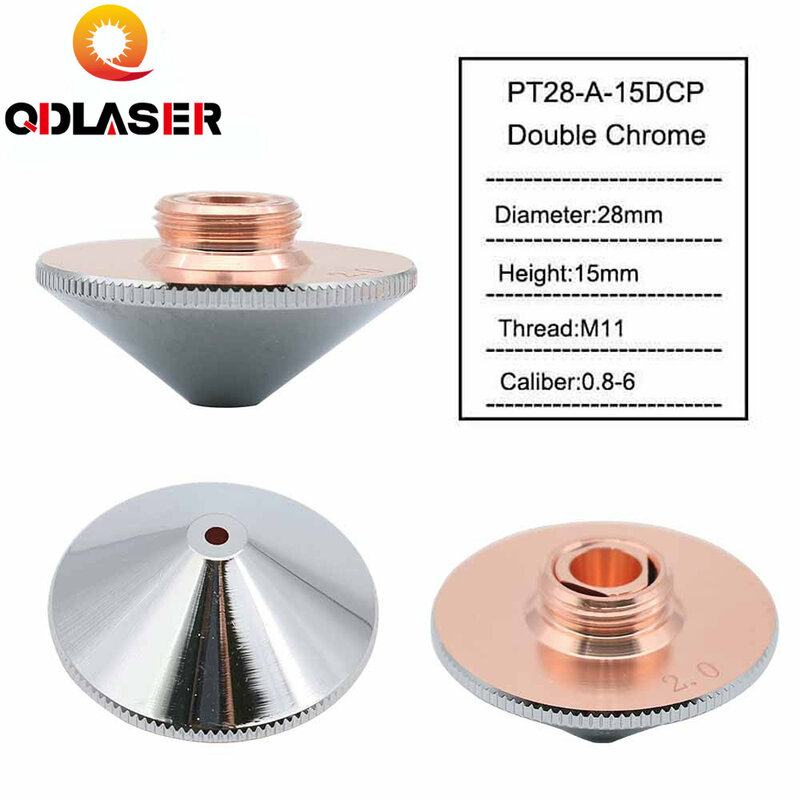 Qdليزر ليزر فوهة واحدة طبقة مزدوجة Dia.28mm عيار 0.8 - 6.0 P0591-571-0001 لبريسيتيك WSX الألياف قطع الليزر رئيس