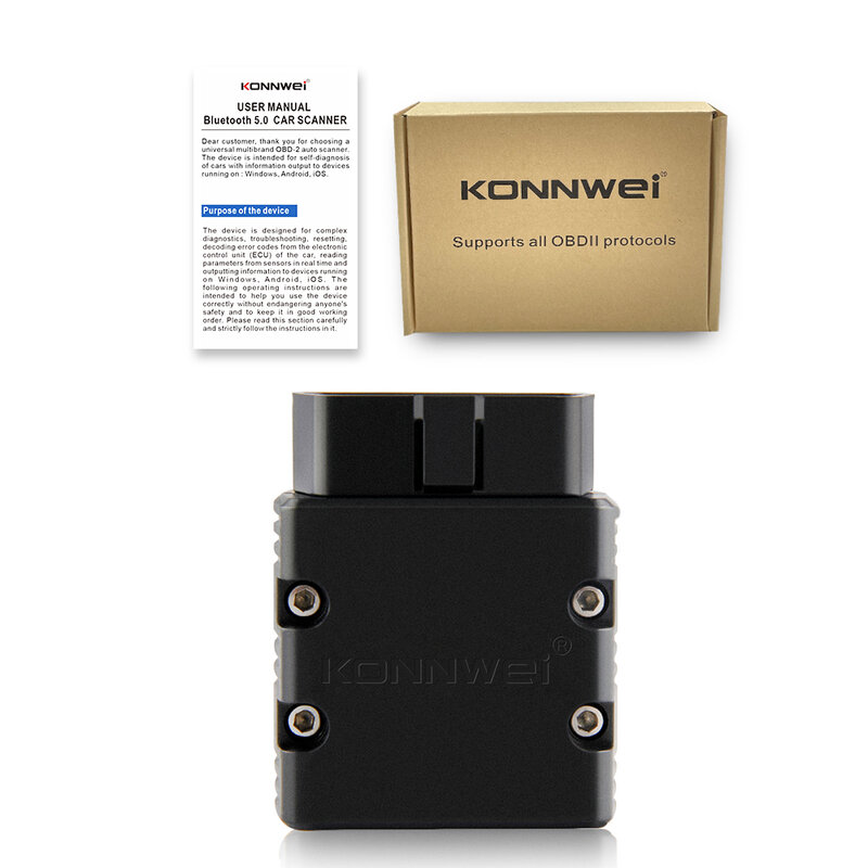 Konnwei KW902 ELM327 V1.5 أحدث بلوتوث 5.0 OBD2 الماسح الضوئي العمل كما ICAR2 محول OBDII أداة تشخيصية لنظام أندرويد IOS