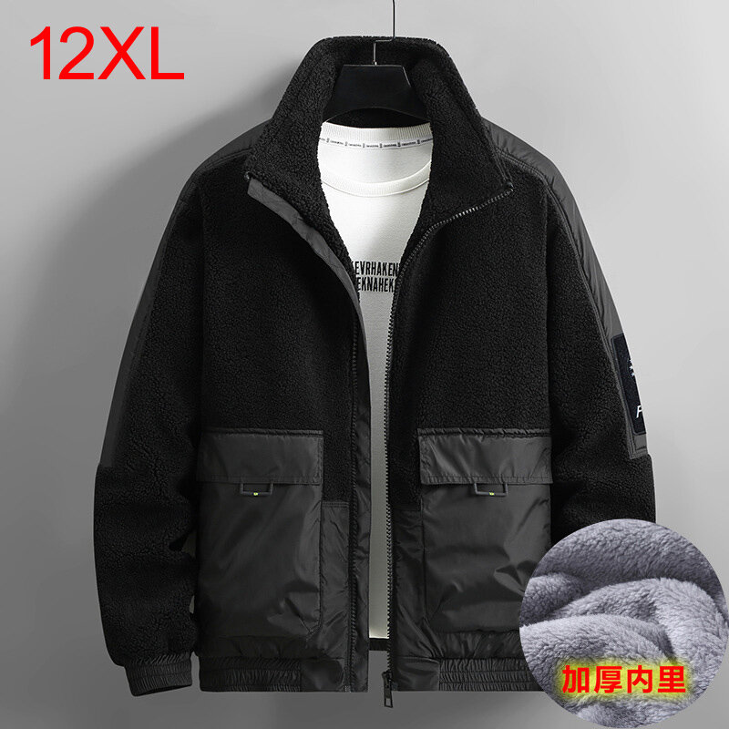 الرجال الصوف لصق معطف مع طوق الدائمة ، زائد جيب القطن سترة ، حجم كبير ، الخريف والشتاء الموضة ، 170 كجم ، 12XL