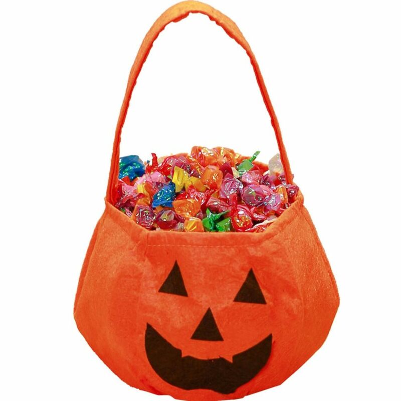 حقيبة للأطفال من صوف الهالوين غير منسوج ، حقائب حمل أو خدعة ، دلو حلوى اليقطين ، حقيبة يد مضحكة ، حقيبة هدايا